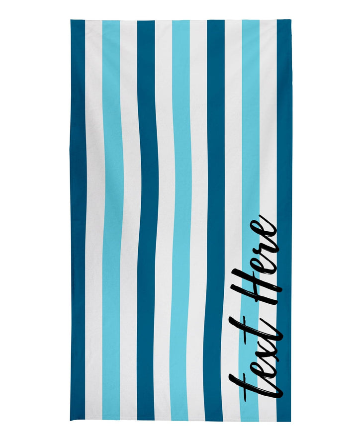 Personalised Stripe Beach Towel - Mixed Blue