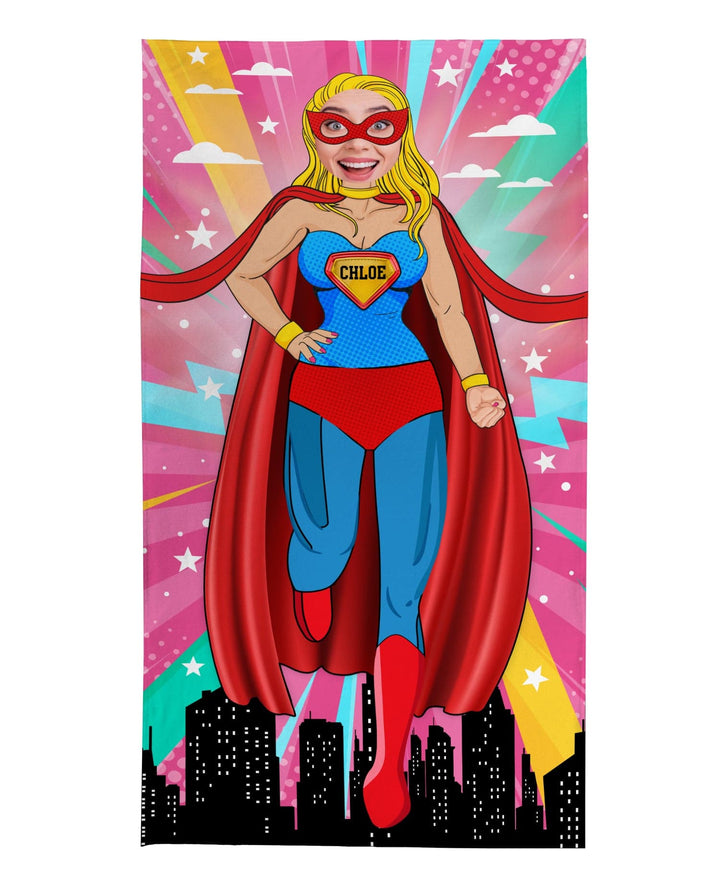 Personalised Beach Towel - Add your face to Superwomen - Two variants