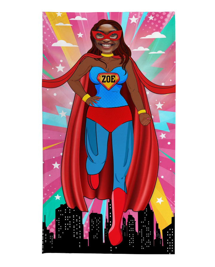 Personalised Beach Towel - Add your face to Superwomen - Two variants