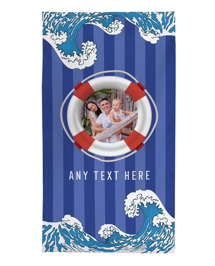 Personalised Photo Beach Towel - Striped Wave Design