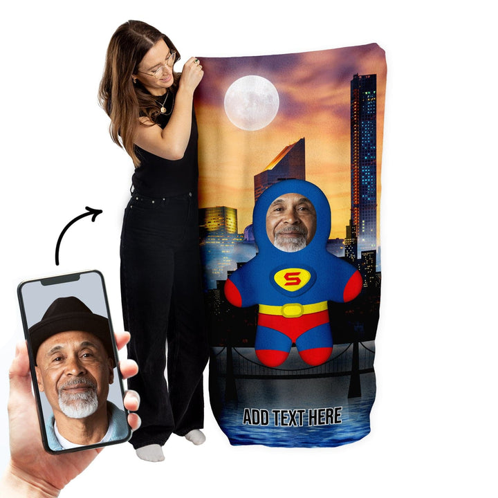 Personalised Superman In The City - Mini Me - Custom Beach Towel