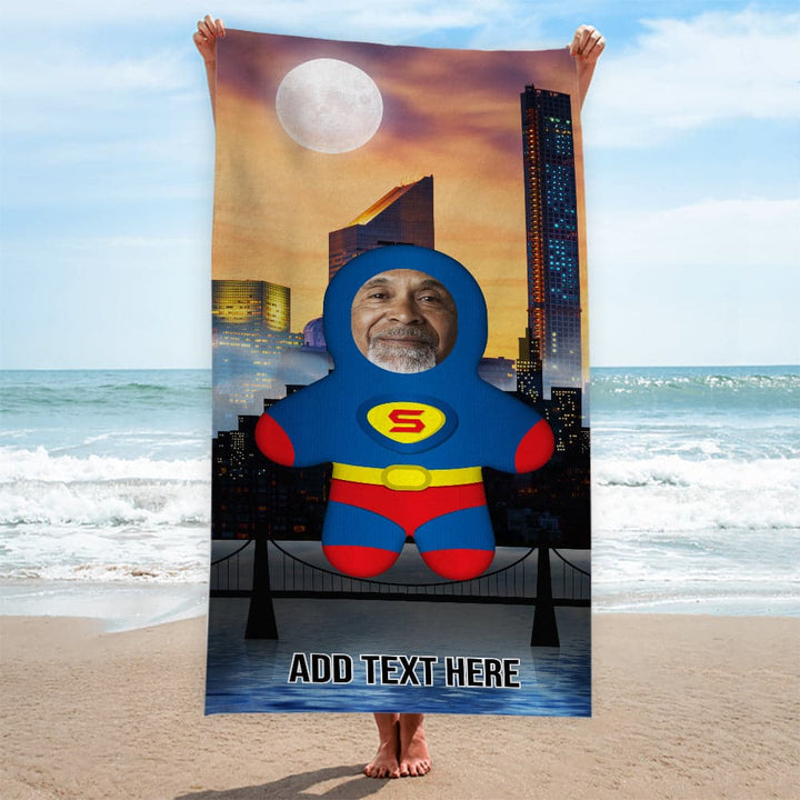 Personalised Superman In The City - Mini Me - Custom Beach Towel