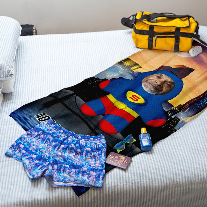 Personalised Superman In The City - Mini Me - Custom Beach Towel