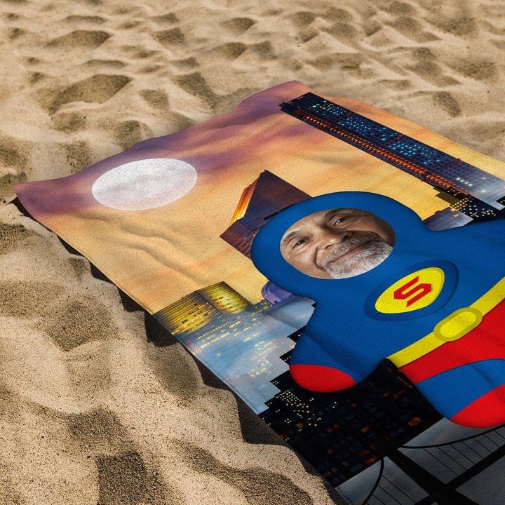 Personalised Superman In The City - Mini Me - Custom Beach Towel