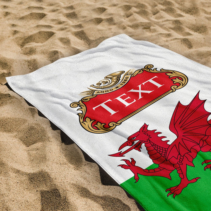 Personalised Beach Towel - Welsh Flag - Two Styles