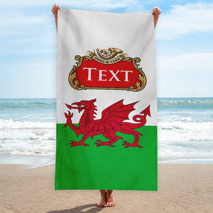 Personalised Beach Towel - Welsh Flag - Two Styles