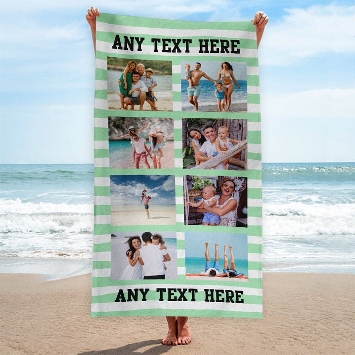 Personalised Beach Towel - Any Colour - Stripe - 8 Photo