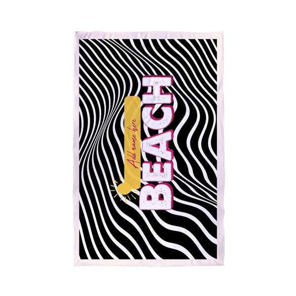 Monochrome Wave- Bold Pop - Beach Towel