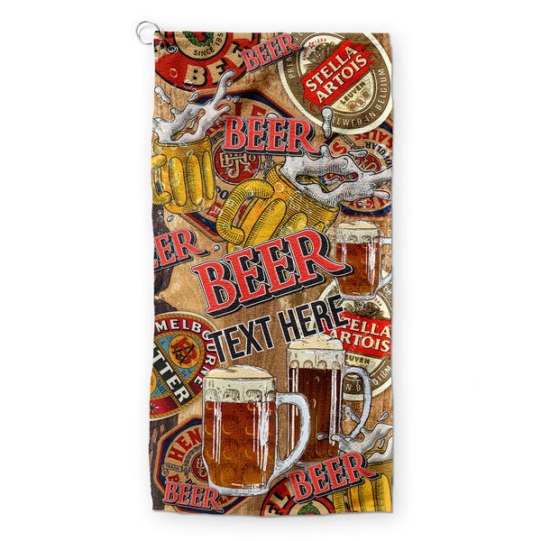 Personalised Beer - Wooden Collage  - Golf Towel