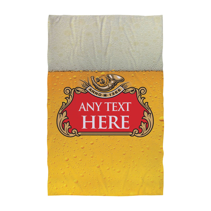 Personalised Beach Towel - Red Beer Label