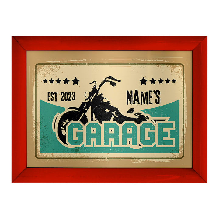 Personalised Biker Garage - A4 Metal Sign Plaque