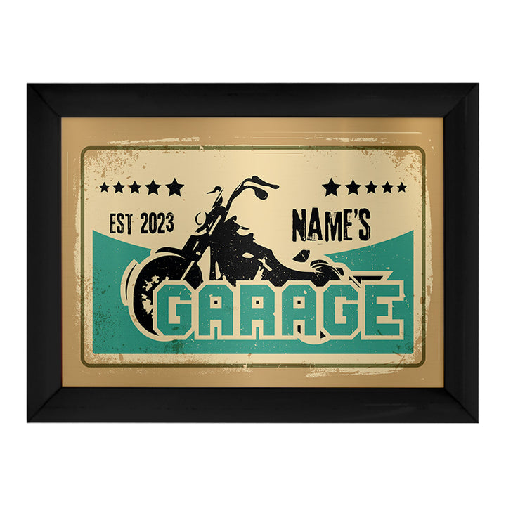 Personalised Biker Garage - A4 Metal Sign Plaque