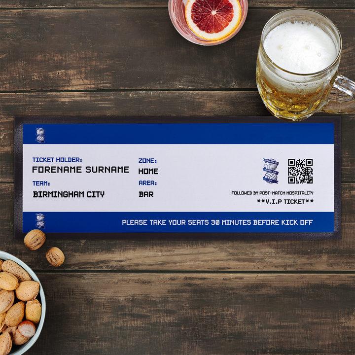 Birmingham City FC - Football Ticket Personalised Bar Runner - Officially Licenced