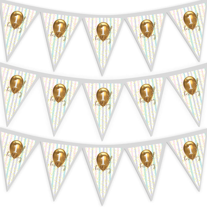 Personalised First Birthday - 3m Fabric Photo Bunting 