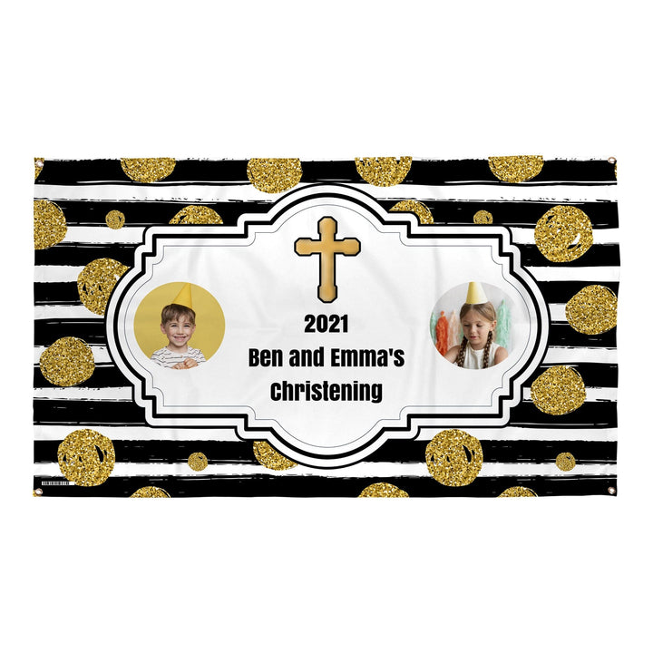 Black Stripe - Cross Photo Banner - Edit text - 5FT X 3FT