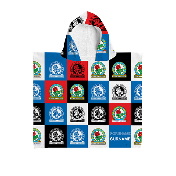 Blackburn Rovers FC - Chequered Kids Hooded Lightweight, Microfibre Towel - Officially Licenced