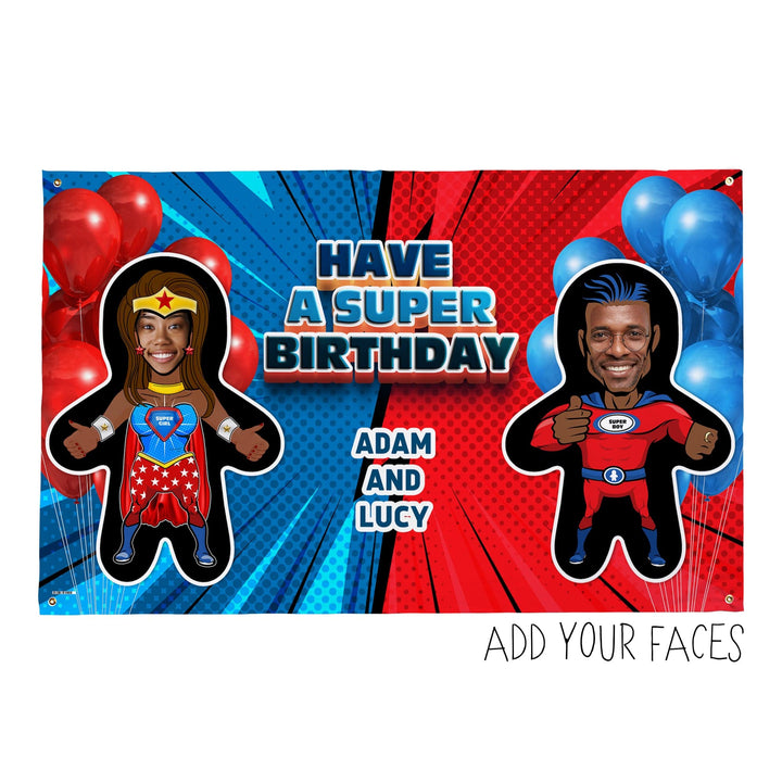 Superhero Battle - Mini Me World - Add Any Text And Your Face - 5FT X 3FT