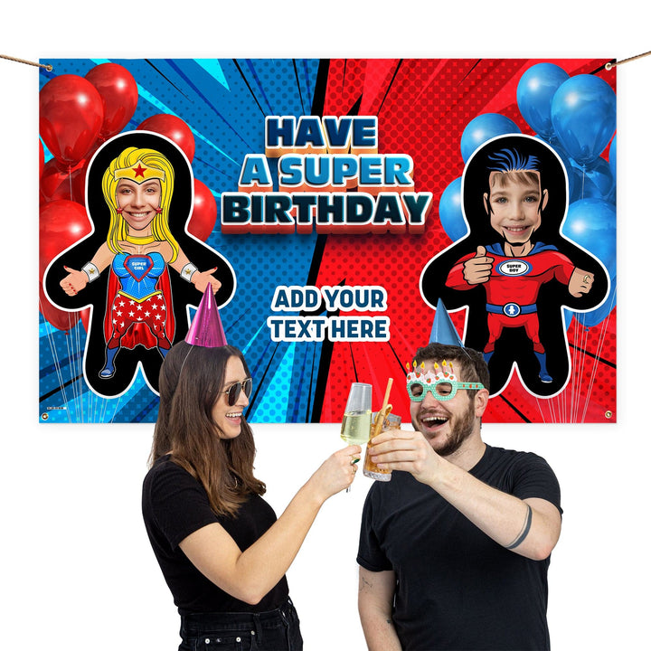 Superhero Battle - Mini Me World - Add Any Text And Your Face - 5FT X 3FT