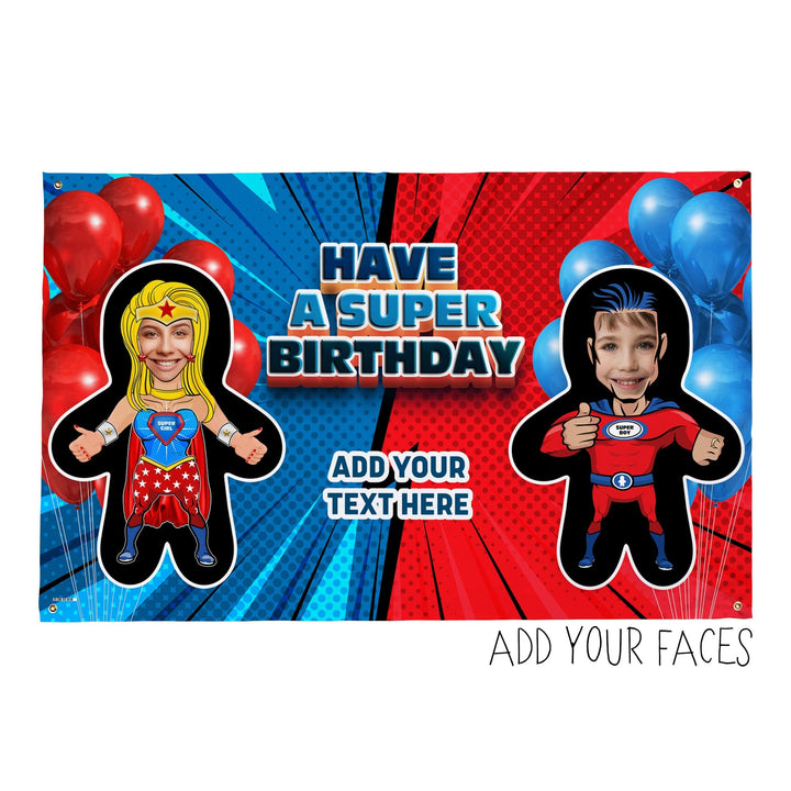 Superhero Battle - Mini Me World - Add Any Text And Your Face - 5FT X 3FT