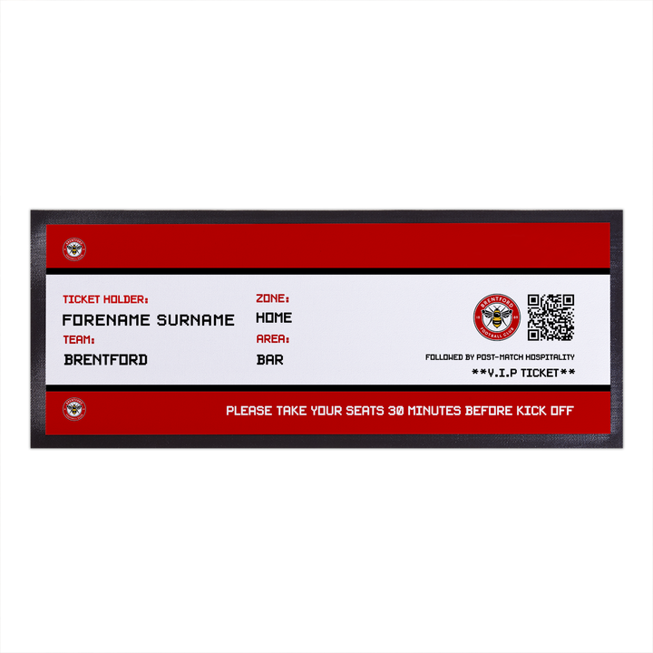 Brentford FC - Football Ticket Personalised Bar Runner - Officially Licenced