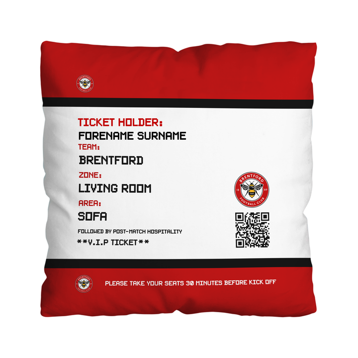 Brentford FC - Football Ticket 45cm Cushion - Officially Licenced