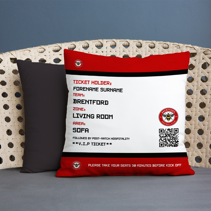 Brentford FC - Football Ticket 45cm Cushion - Officially Licenced