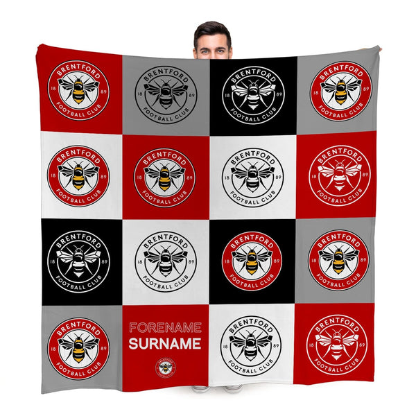 Brentford FC - Chequered Fleece Blanket - Officially Licenced