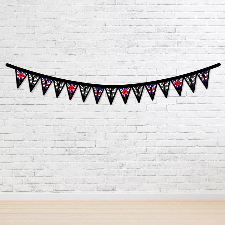 Remembrance Day 4 Repeat Pattern - 3m Fabric Bunting With 15 Individual Triangles