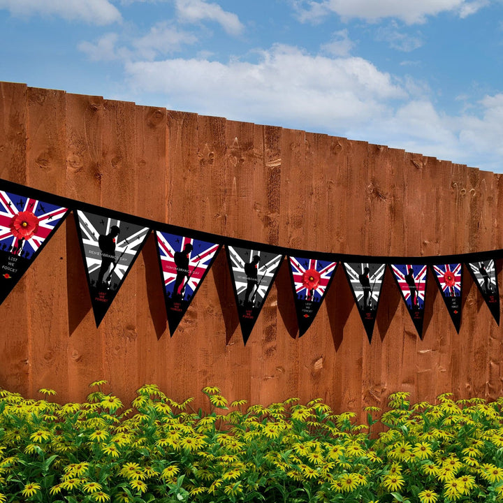 Remembrance Day 4 Repeat Pattern - 3m Fabric Bunting With 15 Individual Triangles