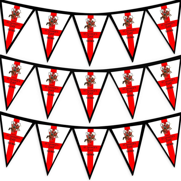 Personalised St George's Day - 3m Fabric Bunting With 15 Individual Triangles