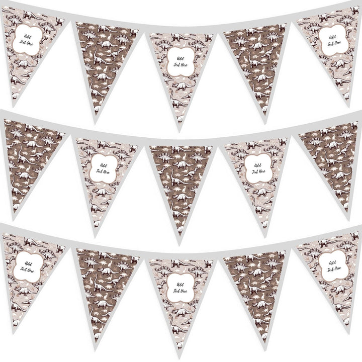 Personalised Dinosaur - Beige - 3m Fabric Bunting