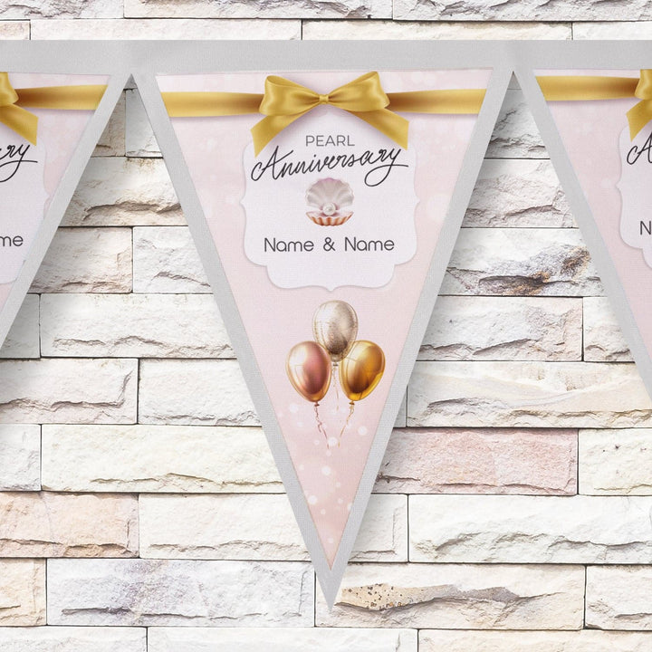 Personalised Pearl Anniversary - 3m Fabric Bunting