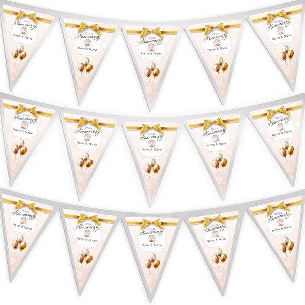 Personalised Pearl Anniversary - 3m Fabric Bunting