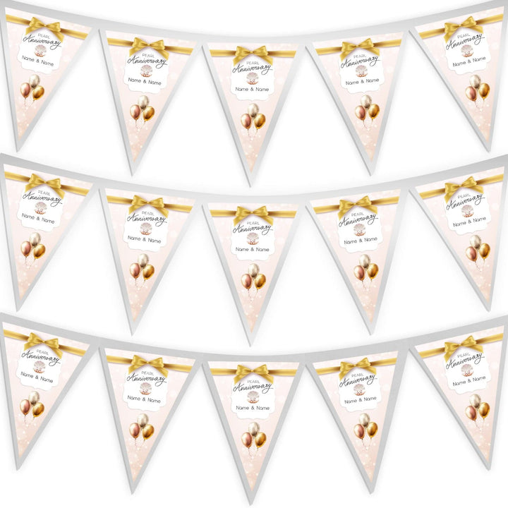 Personalised Pearl Anniversary - 3m Fabric Bunting