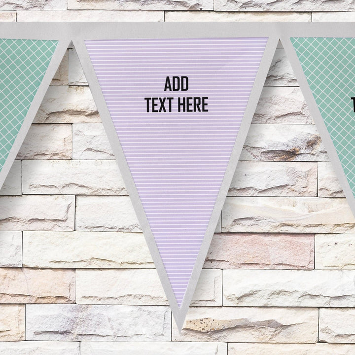 Personalised Purple and Green - 3m Fabric Bunting