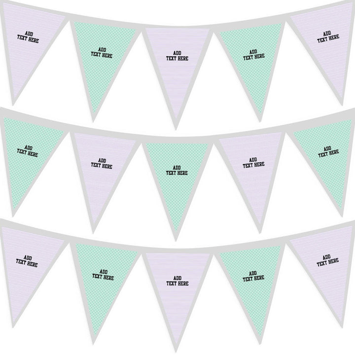 Personalised Purple and Green - 3m Fabric Bunting