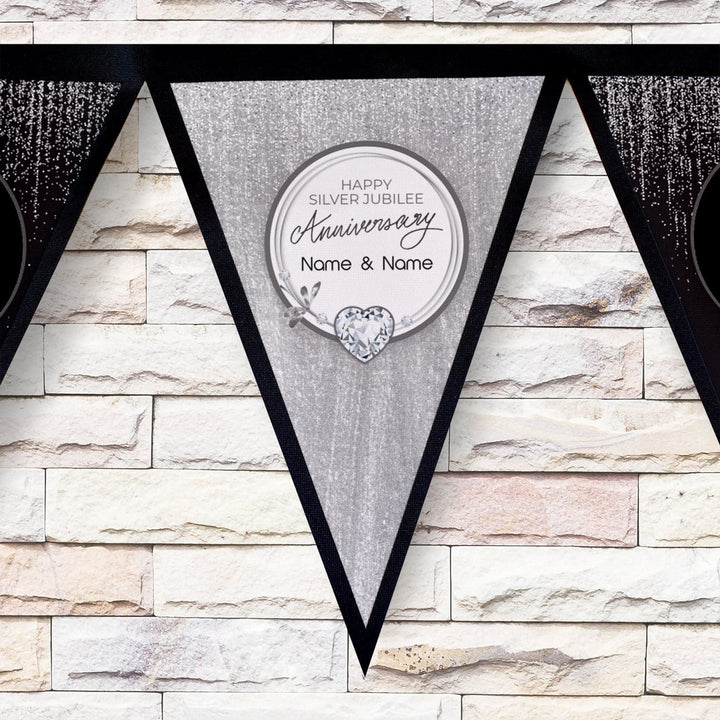 Personalised Silver Anniversary - 3m Fabric Bunting 