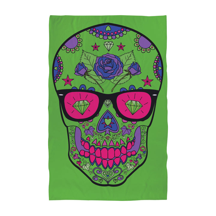 Personalised Beach Towel - Candy Skull Green