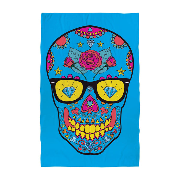 Personalised Beach Towel - Candy Skull Blue