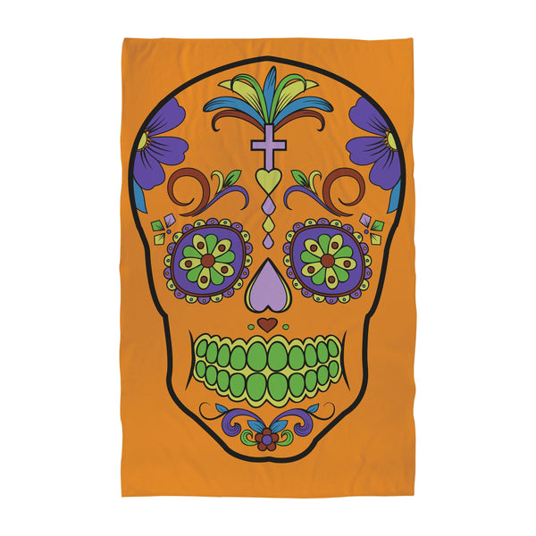 Personalised Beach Towel - Candy Skull Orange