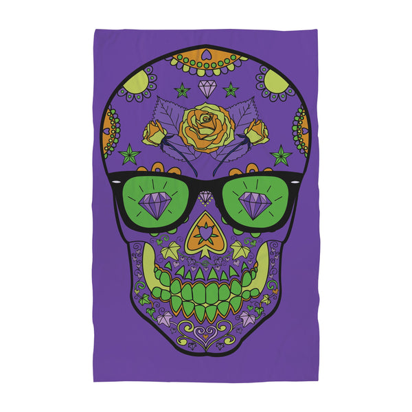 Personalised Beach Towel - Candy Skull Purple