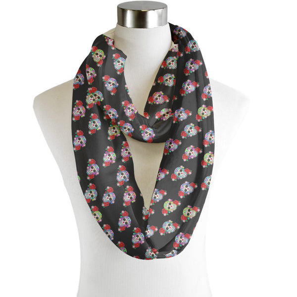 Candy Skulls - Scarf - Infinity  - Chiffon