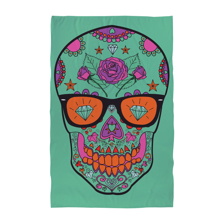 Personalised Beach Towel - Candy Skull Teal