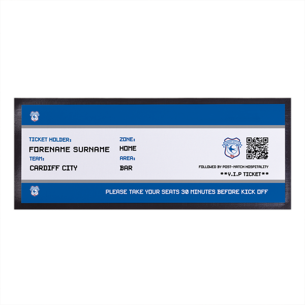 Cardiff City FC - Football Ticket Personalised Bar Runner - Officially Licenced