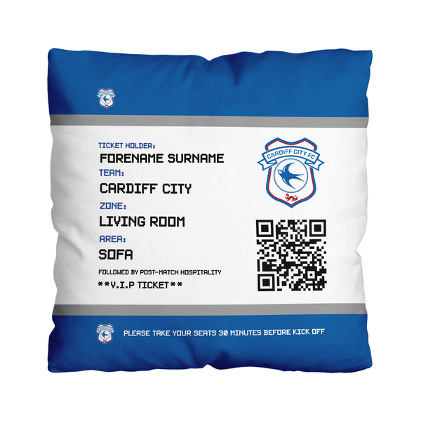 Cardiff City FC - Football Ticket 45cm Cushion - Officially Licenced