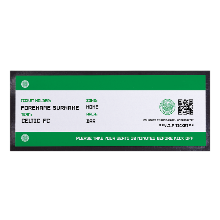 Celtic FC - Football Ticket Personalised Bar Runner - Officially Licenced