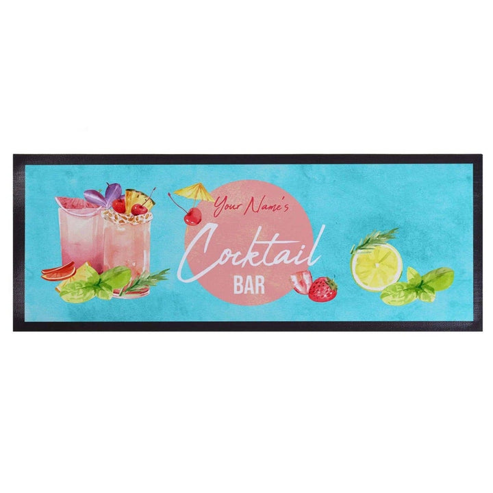 Personalised Bar Runner - Cocktail Bar - Watercolour - Blue