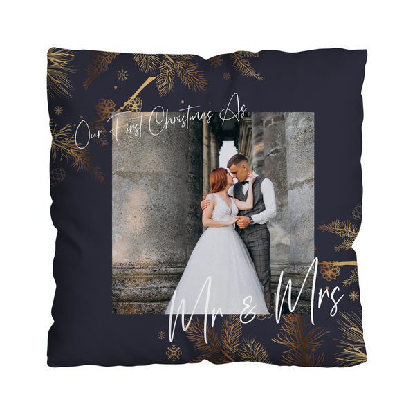 Christmas Royal & Gold - Personalised Photo 45cm Cushion