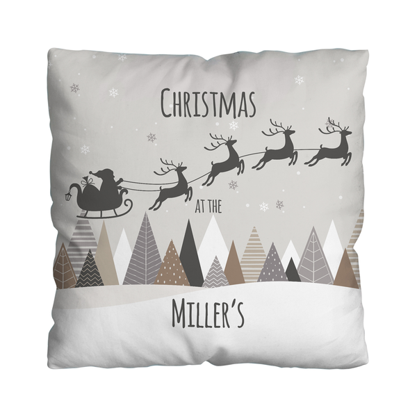 Grey Santa Sleigh - Personalised 45cm Cushion