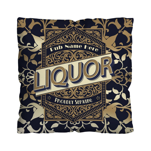 Gold Liquor Label - 45cm or 61cm Showerproof Outdoor Pub Cushion